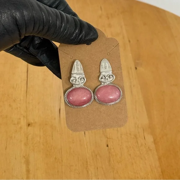 Vintage Taxco Mexico Sterling Silver Pierced Earrings Sugilite Mexico TM-180 925 - Picture 2 of 12